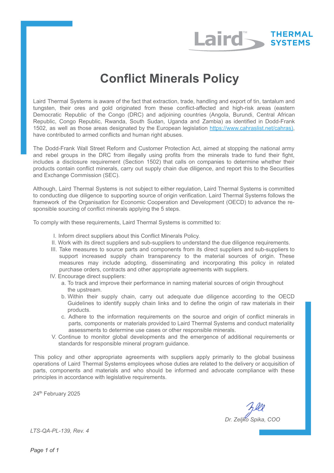 Conflict Materials Policy Cover
