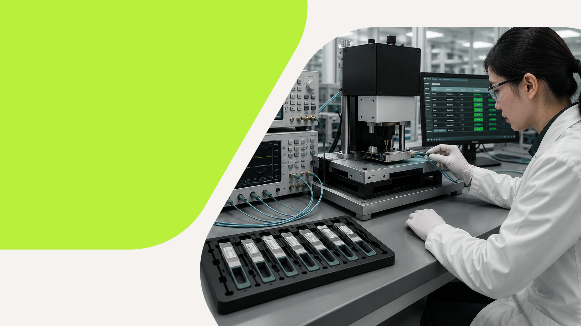 end of line optical transceiver testing cooling