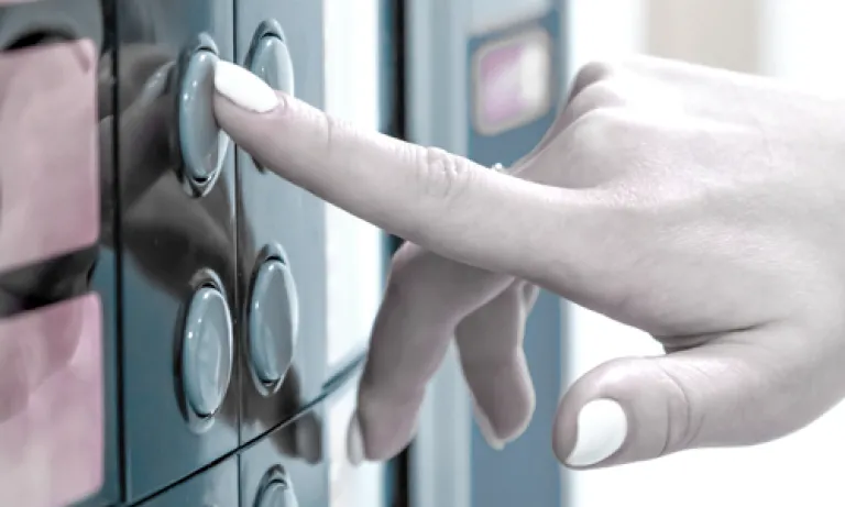 Pushing button at pay station