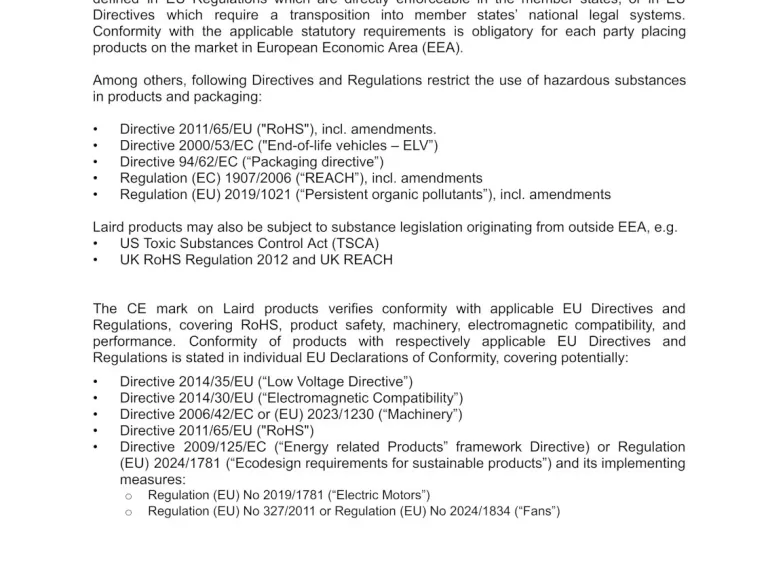 Statement on Product Conformity LTS QA PL 212 Rev 2 Cover.