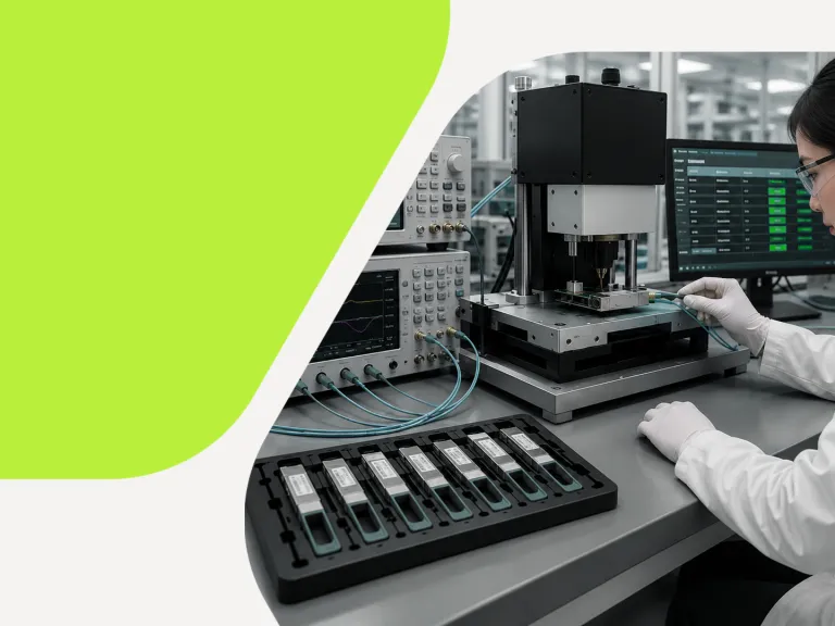 end of line optical transceiver testing cooling